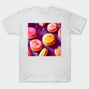 Watercolor dessert french macaron pattern T-Shirt